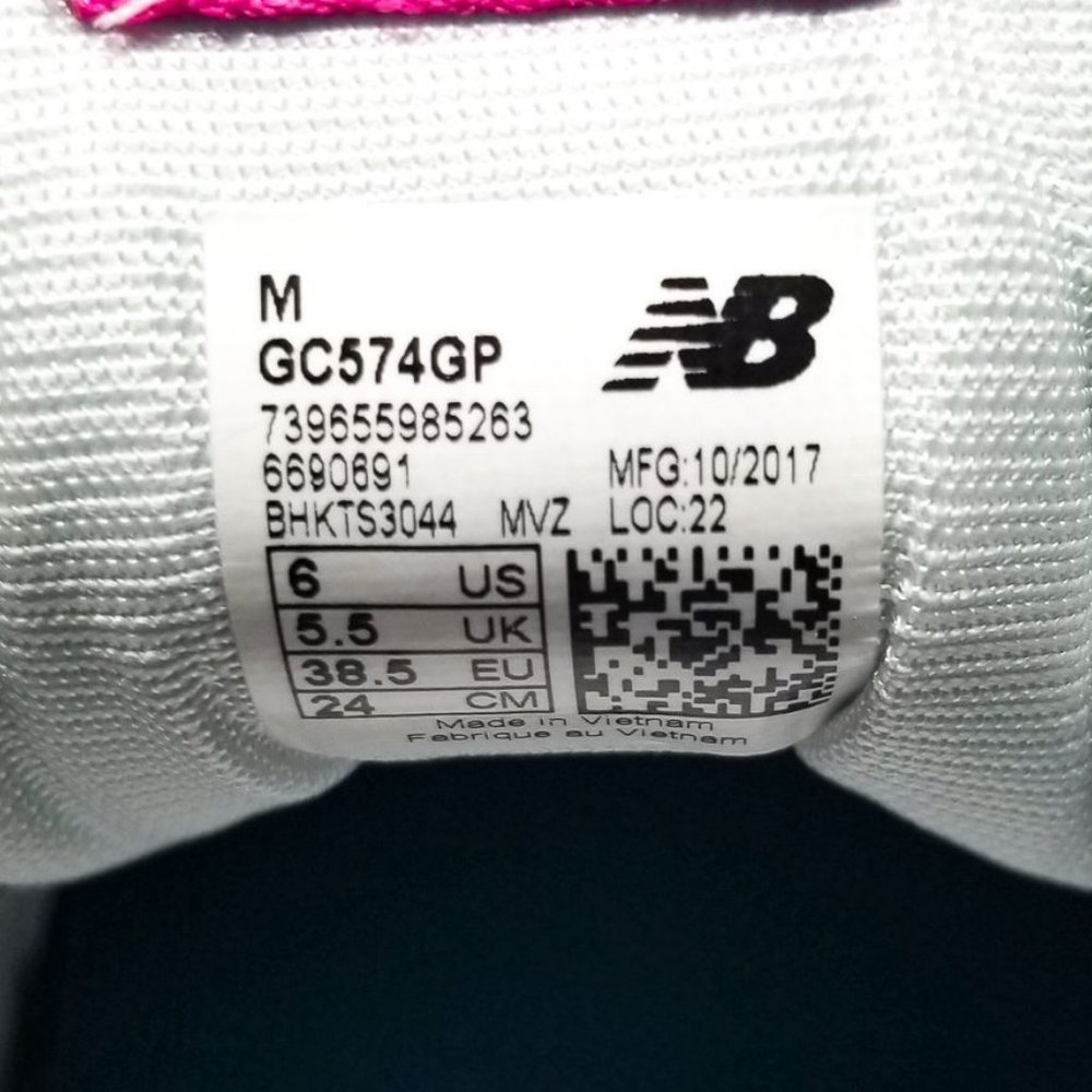 New Balance 574 Girls Running Sneaker Grey Pink - Picture 11 of 12